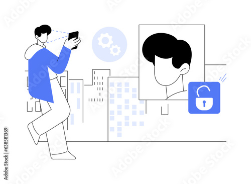 Facial recognition abstract concept vector illustration.