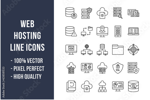 Web Hosting Line Icons