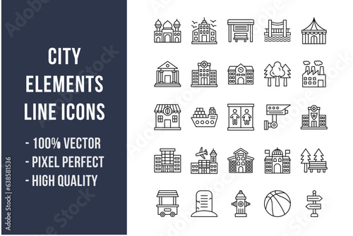City Elements Line Icons