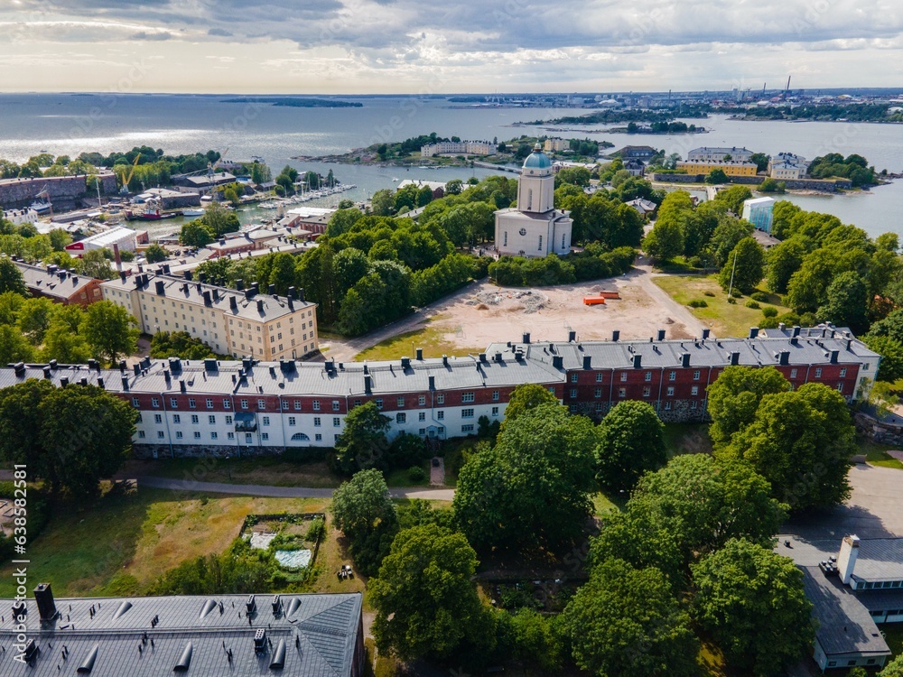 Suomenlinna Star Fort in Helsinki, Finland by Drone