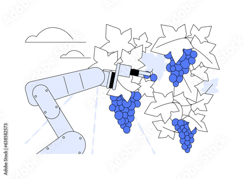 Harvesting and picking robots abstract concept vector illustration.