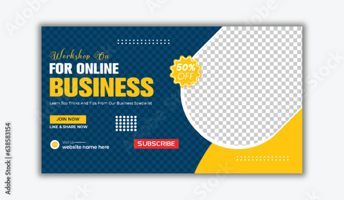 For business videos and digital marketing web banner designs, use the YouTube video thumbnail or web banner template.