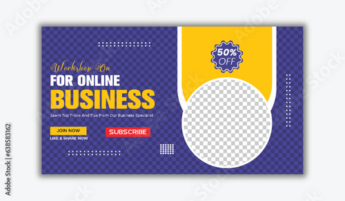 For business videos and digital marketing web banner designs, use the YouTube video thumbnail or web banner template.