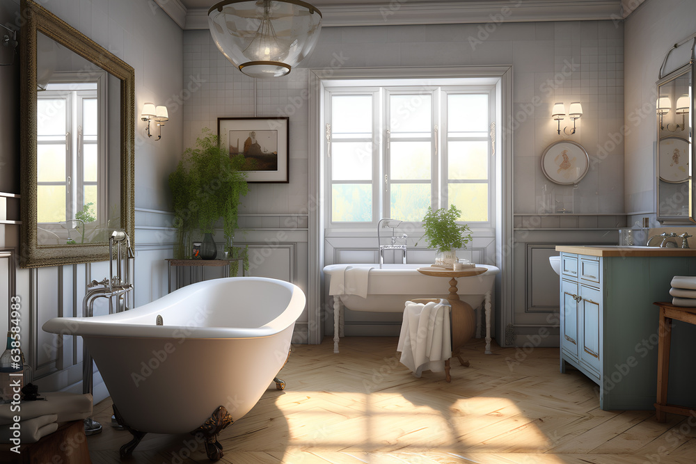 Interior of bathroom in luxury house. Interior of bathroom in luxury house.