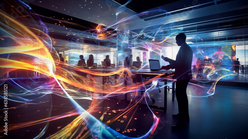 Energetic AI Dance: Long Exposure Trails in a Cyberspace Office