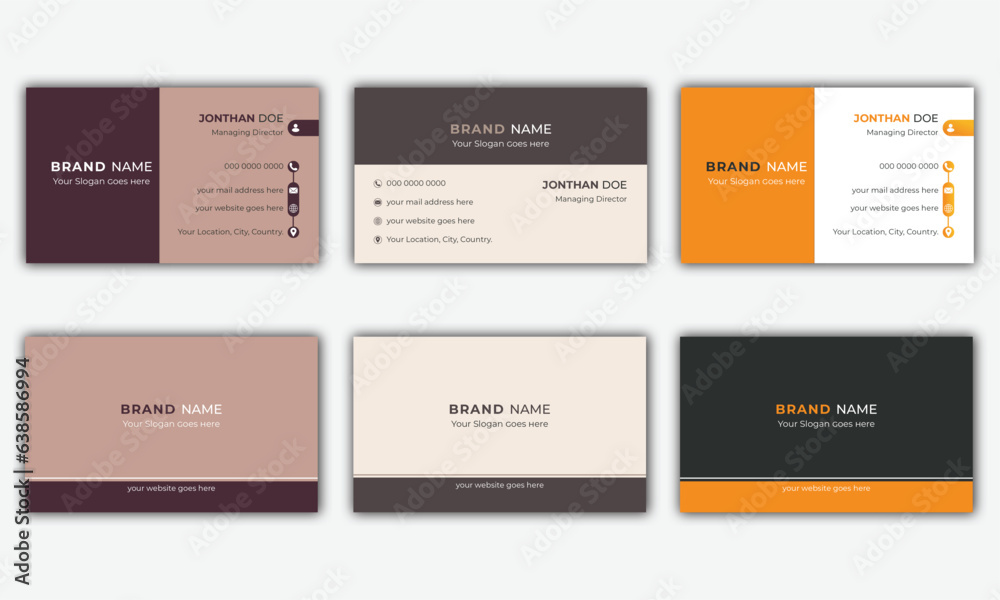 Creative and modern business card design template, double-sided horizontal simple vector design