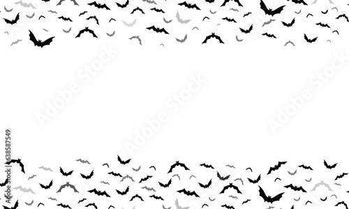 Fotografia confetti halloween bats border falling bat frame background isolated on white
