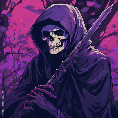 halloween vampire with skull, Generative AI