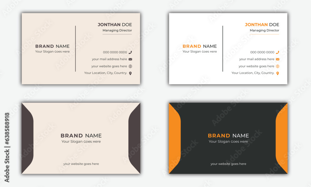 Modern Creative business card design template, horizontal simple name card vector design template Modern Creative business card design template, horizontal simple name card vector design template
