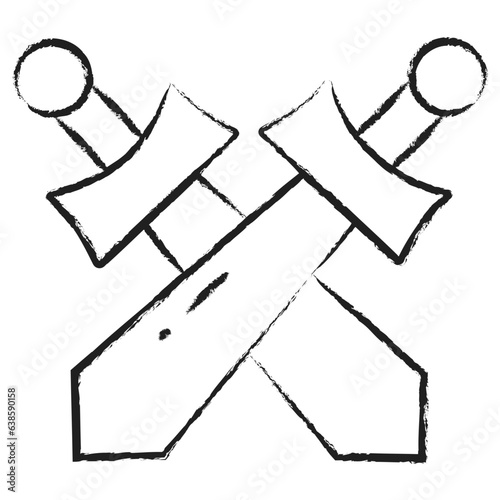 Hand drawn Broad Swords Crossed icon