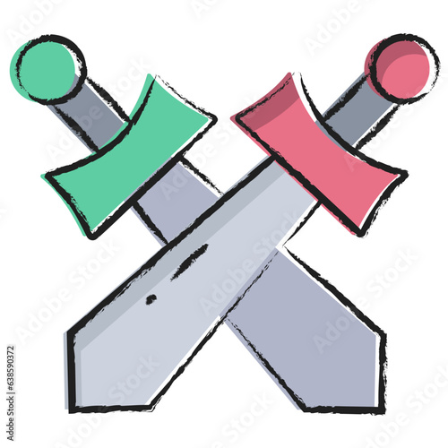 Hand drawn Broad Swords Crossed icon