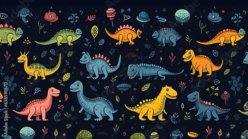 De jolis petits dessins de dinosaures. photo