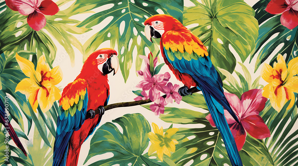parrot on a tree painting
