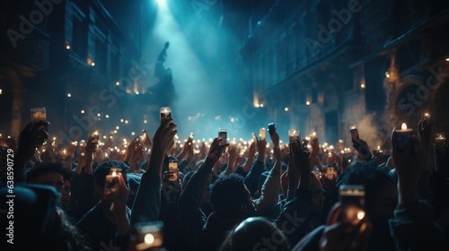 A crowd of people at a live...