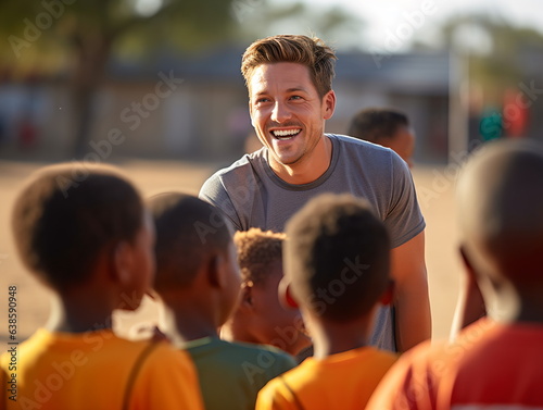 Coach Giving Team Talk To Elementary School Basketball Team