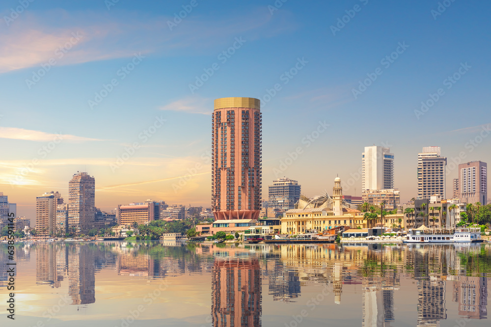 Beautiful view of Gezira island in the Nile, central Cairo, Egypt