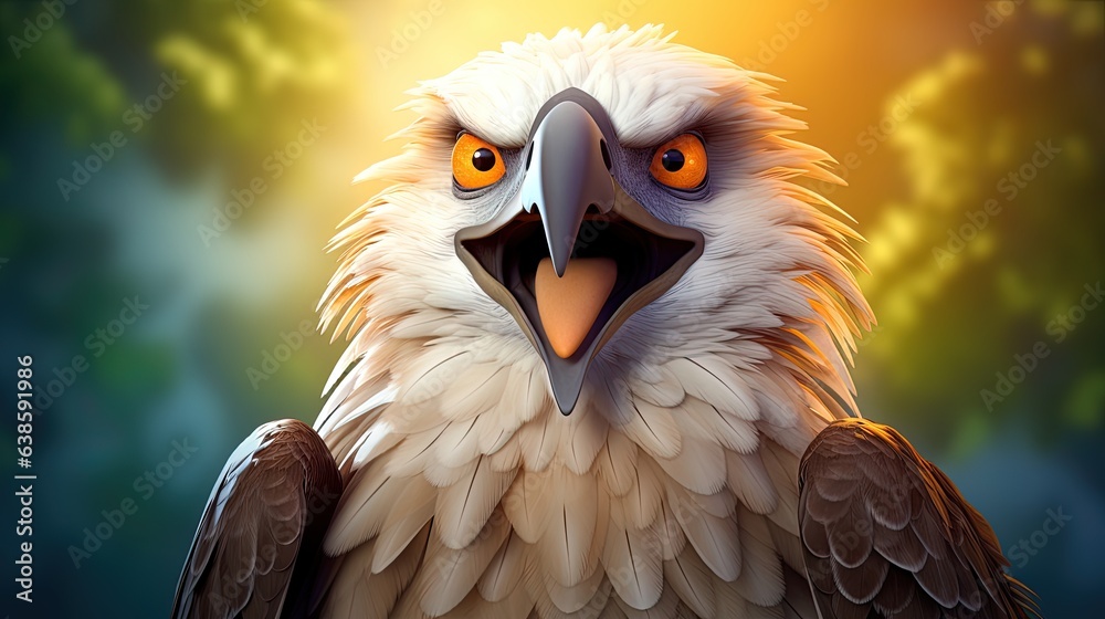 Bald Eagle with big eyes on a dark background. generative ai Stock ...