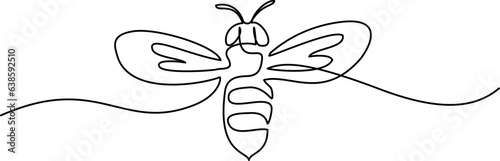 Decorative bee for farm logo identity. Continuous one line drawing