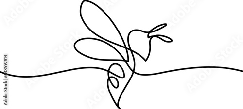 Bee for company logo. Continuous One single line drawing
