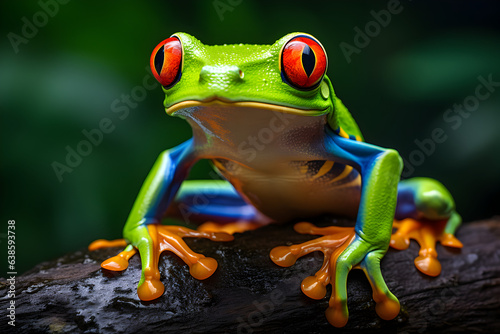 A Red-Eyed Tree Frog Perched on a Branch