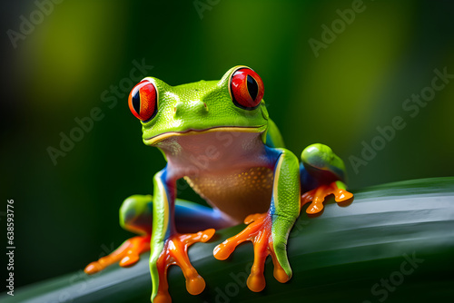Red Eyed Tree Frog Sitting On A Leaf