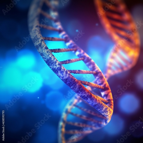 Part of DNA Structure with Blue Bokeh Lighting © NesliHunFoto