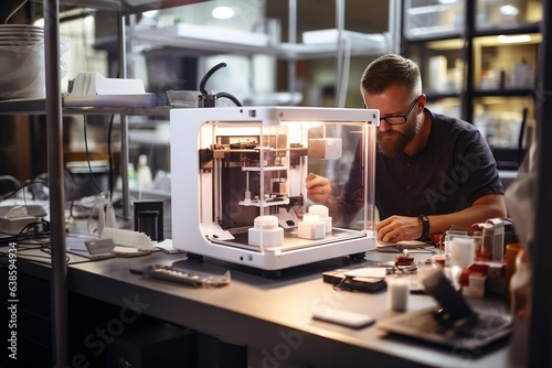 person working on a 3d printer