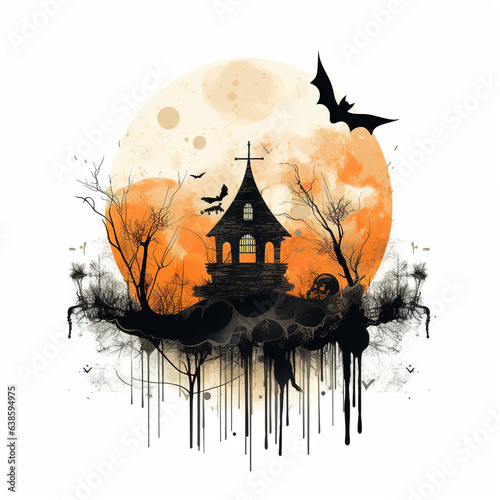 halloween background with pumpkin and bats
