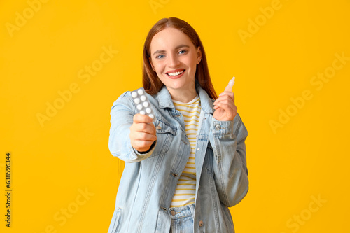 Allergic young woman with p...