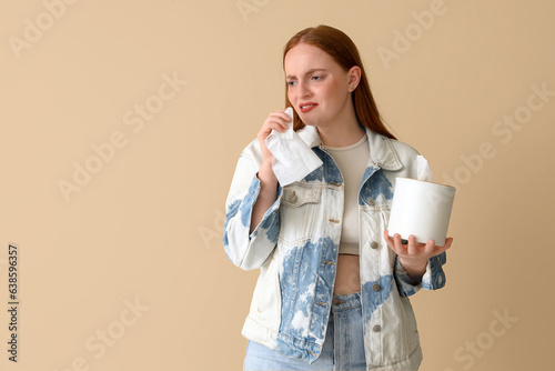 Allergic young woman with t...