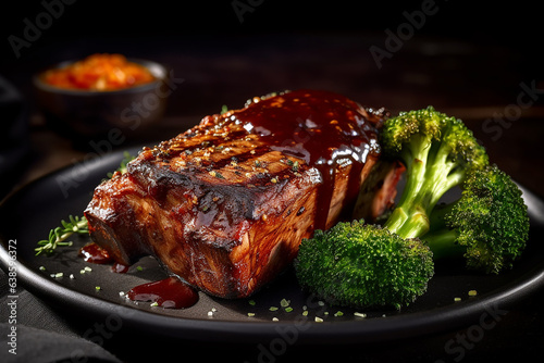 grilled pork chop with vegetables