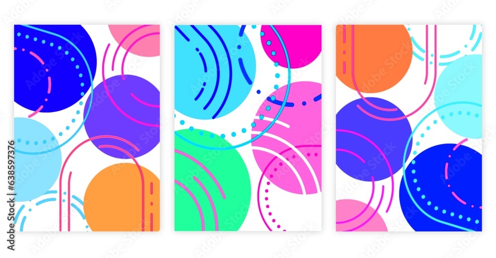 Modern abstract covers set, minimal covers design with geometric shapes, abstract background