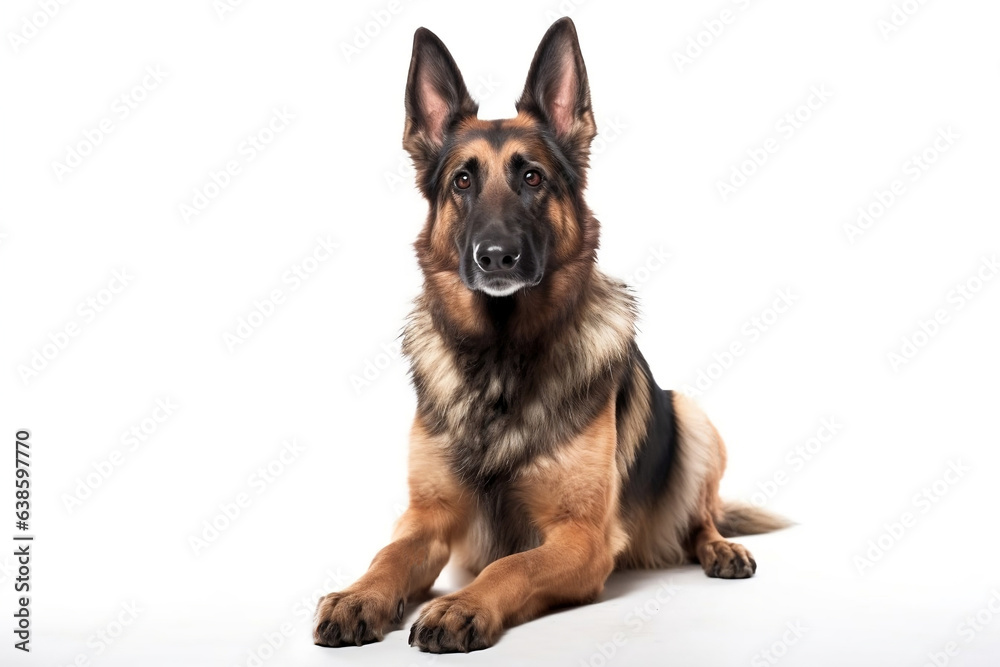 A beautiful adorable dog isolated on white background. Generative AI