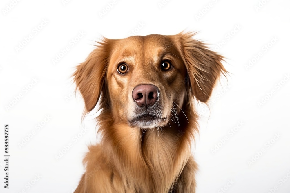 A beautiful adorable dog isolated on white background. Generative AI