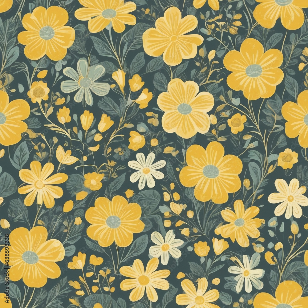 Seamless floral pattern. Generative AI. Seamless floral pattern. Generative AI.