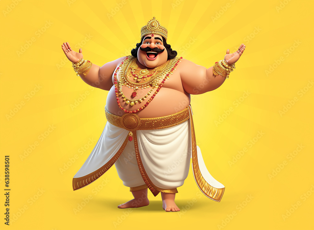 Onam Maveli character 3d render image Onam Maveli character 3d render image