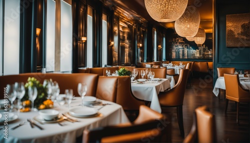 Luxury travel concept featuring fine dining in an exclusive fancy restaurant with exquisite cuisine and great service