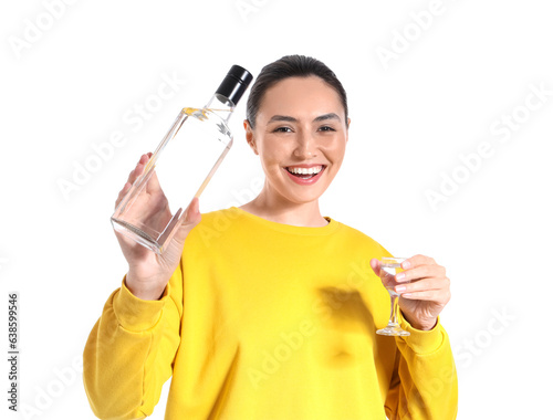 Young woman with glass and ...