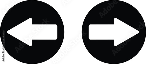 Print op canvas Previous and next arrow icon buttons vector isolated on white background