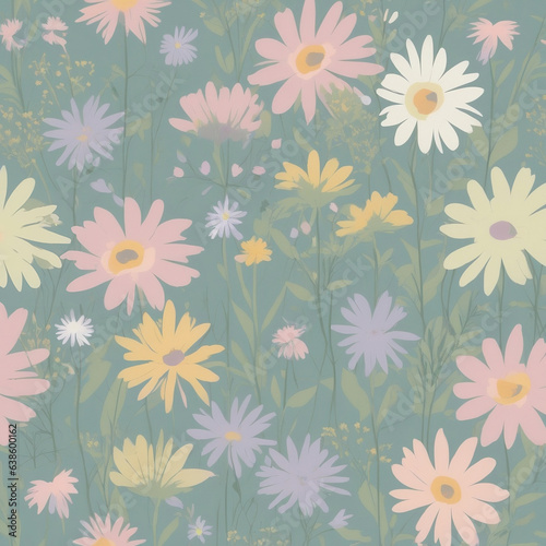 Seamless background with flowers. Generative AI.
