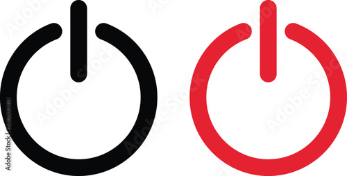 Black and red power icons . Shutdown icon vector isolated on white background