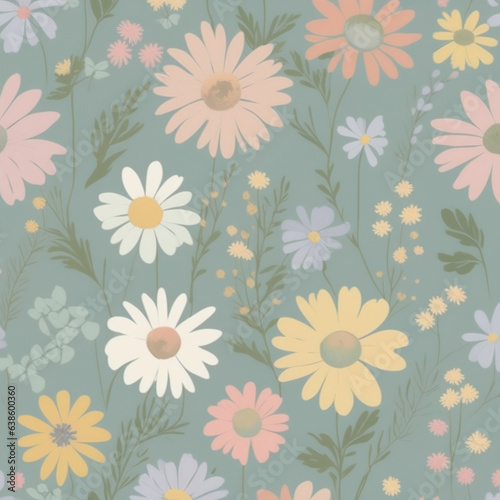 Seamless floral pattern. Generative AI.