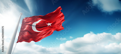 Turkish Flag. 29 Ekim Cumhuriyet Bayrami concept. 100th year of the Republic of Turkiye. Turk Bayragi.
