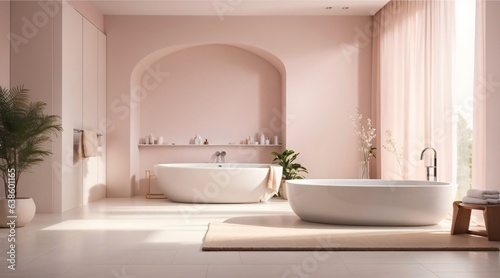 minimal bathroom interior with soft color theme