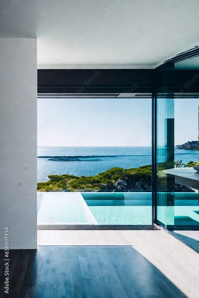 Modern minimalist style villa concept. AI generated illustration