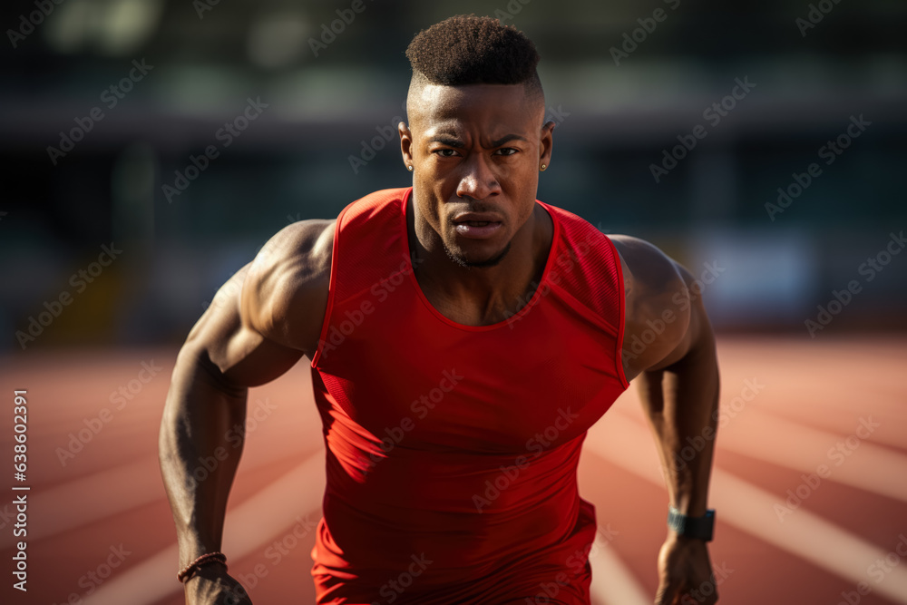 Athlete sprinting on track 