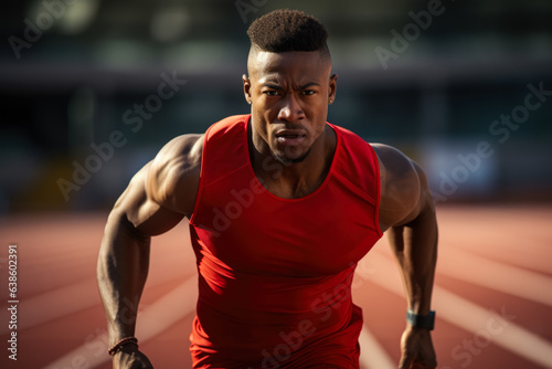 Athlete sprinting on track 