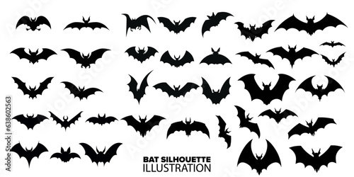 Get Ready for Halloween with Bat Silhouette Collection Set  Spooky Black Horror Vampire Vector Graphics - Transparent Background  PNG  Vector