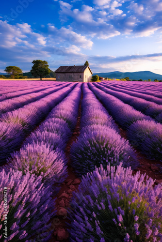 Lavender fields in full bloom 