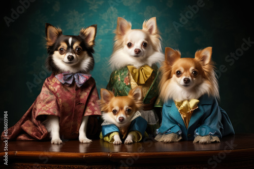 Pets dressed in family portrait 